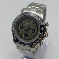 Montre à mouvement VK63, montre argentée avec calendrier, matériau en acier inoxydable 904L, six aiguilles, chronographe segmenté, montre pour homme