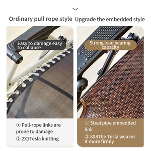 Sedia reclinabile da campeggio pieghevole in tessuto traspirante di lusso per rilassarsi e dormire - Product Image 4