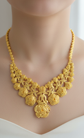 Kalung Mewah Berlapis Emas 24K Dubai, Desain Bunga, Grosir Kustom Z H, Perhiasan Fashion Pernikahan, Aksesoris Wanita