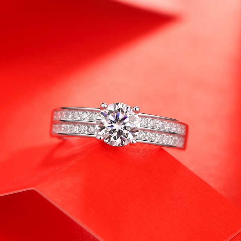 HMOIS love rings costom fashion women 925 silver 1.0ct moissanite wedding rings for party
