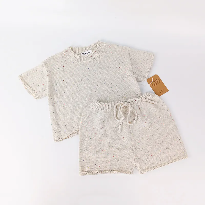 Paleo Set lavorato a maglia da bambino con granelli biologici per bambini 2 pezzi maglione lavorato a maglia per neonati nuovi Set di pantaloncini estivi