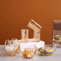 Luxe hartvormige schaal van hoog borosilicaatglas voor fruitsalade, ovenbakken, brood, magnetronbestendig, keukenkookpot
