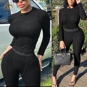 Nuovo Set Moda Donna Autunnale, Maglia Aderente a Coste e Leggings, Completo Due Pezzi in Maglia Costolata - Product Image 2