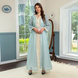 ชุดเดรสมุสลิมแบบ2ชิ้นสไตล์อาหรับ, ชุดเดรสปาร์ตี้สไตล์โมร็อกโกมีเชือกผูกหรูหรา - Product Image 2