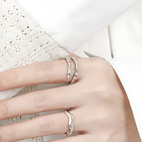 Bagues fines en or 18 carats martelées irrégulièrement multicouches pour femmes, argent sterling 925, bague ajustable tendance, bijoux personnalisés en gros