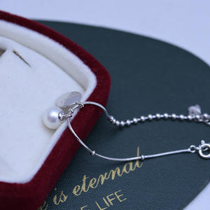 Bracelet pour femme en argent S925, perle d'eau douce 7-8 mm, blanche, forte brillance, presque parfaite, version coréenne, minimaliste, charme tendance - Product Image 2