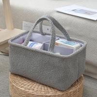 Panier de rangement multifonctionnel carré moderne en polyester pour couches de bébé avec poignée