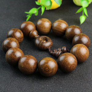 สร้อยข้อมือไม้จันทน์ทอง 12 มม. รูปทรงลูกบอลสไตล์ชาติพันธุ์สำหรับผู้ชายผู้หญิงของขวัญเครื่องประดับ - Product Image 3