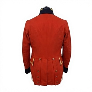 Men's <b>Red</b> <b>Wool</b> Uniform Coat Long Sleeve Double Breasted Stand Collar Vintage Style Outerwear - Product Image 4
