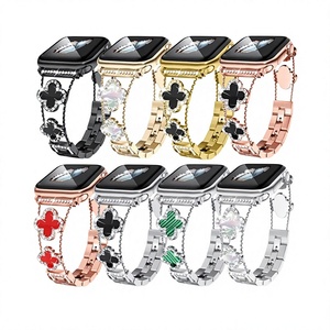 Cinturino per Orologio in Acciaio Inossidabile a Quadrifoglio con Chiusura Gioiello Compatibile con Serie 8/7/6/5/4/<span class=keywords><strong>3</strong></span>/2/1/SE/Ultra - Product Image 1