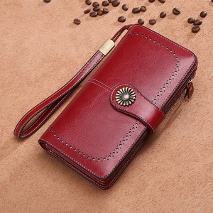 Vintage <b>RFID</b> <b>Blocking</b> Waterproof Women's Long <b>Wallet</b> Large Capacity Microfiber Leather Zipper Polyester Credit Card Holder - Product Image 6