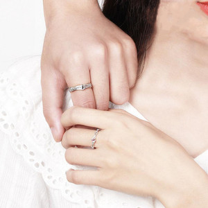 Princess And Knight Crown Open Top Couple Rings Simple Moonstone Adjustable Diamond Setting For Men And Women - Product Image 4