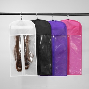 Biumart Hair Extension Bag With Hanger Customized LOGO PVC Clear Wig Hair Storage Bag Hair Extensions Packing Bags