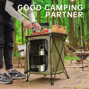 US Ready Stock <strong>Camping</strong> Kitchen <strong>Storage</strong> Cabinet, Foldable Multifunctional Aluminum <strong>Table</strong> with <strong>Storage</strong>, Outdoor <strong>Camping</strong> Organizer - Product Image 2