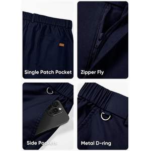 2025 hommes marine robe pantalon décontracté Stretch taille Slim Fit fuselé coton sergé avec poches zippées - Product Image 4