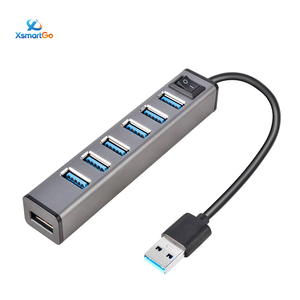 Hub USB 3.0 en aluminium à 7 ports avec port Type-C, interrupteur marche/arrêt, extension USB alimentée, station d'accueil - Product Image 1