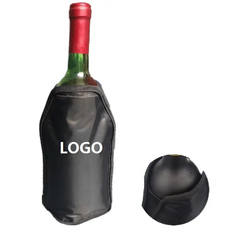 Black single bottle cooler and warmer gel pack beer wine bottle cooler