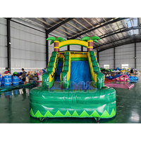 Toboggan aquatique gonflable commercial avec piscine pour enfants, équipement de parc aquatique extérieur, aire de jeux, équipement d'amusement