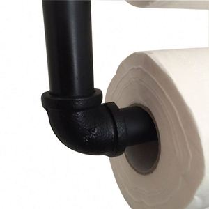 Porte-papier toilette industriel moderne en tuyau de fer, porte-serviettes écologique avec accessoires pour salle de bain, cuisine et salle de sport - Product Image 6