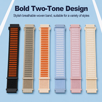 Bandjoy OEM Vente en gros Bracelets de montre en nylon côtelé bicolore à boucle horizontale, bracelets de remplacement pour Samsung Huawei 20mm 22mm