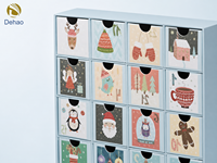 Boîte de calendrier de l'avent à couvercle rabattable avec logo personnalisé, emballage en papier recyclé avec gaufrage et fermeture magnétique