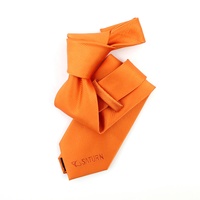 Cravates en polyester gros-grain tissé pour hommes, vente en gros Chine, cravate unie orange personnalisée avec logo pour hommes, boutique Saturn