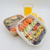 Bol à emporter en papier kraft jetable PPWR recyclable pour la restauration, emballage alimentaire imprimé avec revêtement UV pour les aliments en conserve