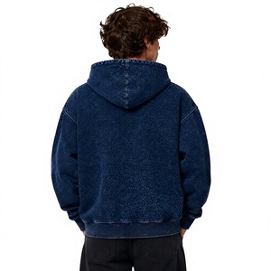 Custom Logo Vintage Acid Wash <b>Navy</b> <b>Hoodie</b> <b>Men</b> Regular Fit Pullover Streetwear Front Kangaroo Pocket 100% Cotton Eco-Friendly - Product Image 4