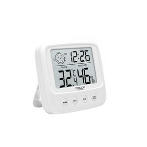 Delixi Electric <b>Digital</b> Indoor Thermometer Hygrometer LCD Display Temperature Humidity Monitor With Alarm <b>Clock</b> And Hourly Chime - Product Image 1