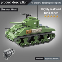 100081 Sherman M4A1 askeri Model tankı blok yapı oyuncaklar çocuklar için ordu tankı yapı setleri