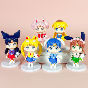 6PCS/SET 10CM New Pretty Sailor Moon Japanese Kawaii Collect Cartoon PVC Anime Figure Plastic Crafts