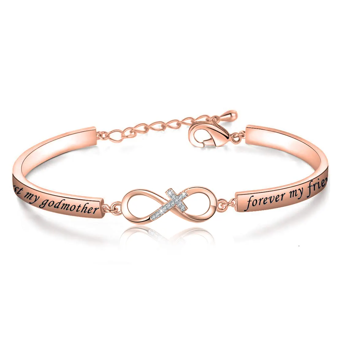 Infinity Cross Shape With First my godmother forever my friends Words Linking The Bangle Jewelry For Family Love