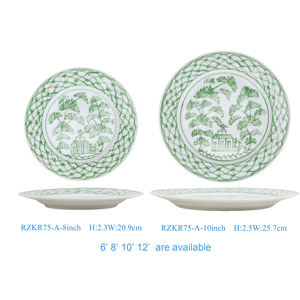 RZKR75-A-8inch-10inch de vaisselle en céramique verte <span class=keywords><strong>et</strong></span> blanche peinte à la main de haute qualité - Product Image 2