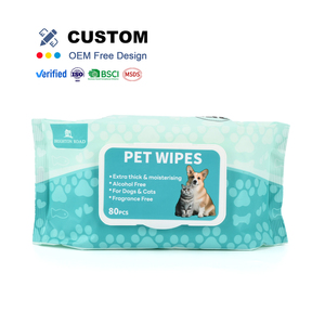 OEM Custom Logo Design Disposable Pet Cleaning Gloves Wipes Biodegradable Pet Grooming Gloves Wet Wipes for Dogs and Cats