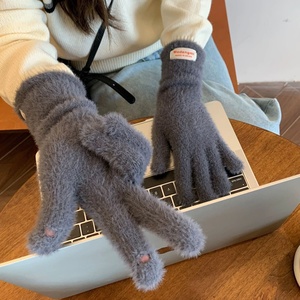 Gants en Plumes de Poulet Doux et Moelleux <span class=keywords><strong>pour</strong></span> Femme, Hiver, Polyvalents, Longueur Opéra, Épaissis, Chauds, Sans Doigts, Compatibles Écran Tactile - Product Image 6