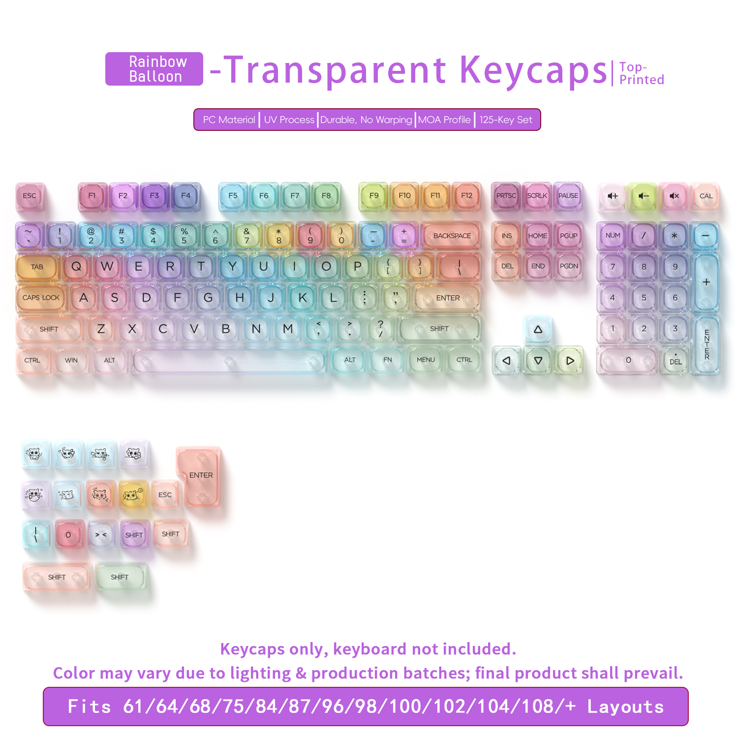 T-MOA Rainbow Balloon Keycaps