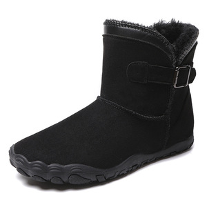 Bottes d'hiver unisexes, bottines à bout rond en daim synthétique, doublure en fourrure, semelle extérieure en caoutchouc antidérapante, semelle intermédiaire en EVA chaude - Product Image 2