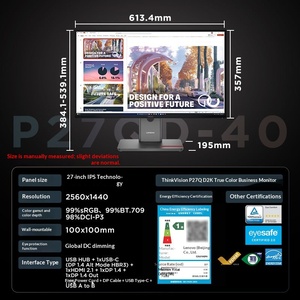 จอคอมพิวเตอร์ ThinkVision ขนาด 23.8/27 นิ้ว IPS รุ่น <span class=keywords><strong>P27H</strong></span> แสงพื้นหลังแบบ WLED หน้าจอแบน รับประกัน 36 เดือน - Product Image 1