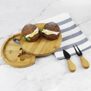 Natural House 100% <span class=keywords><strong>Plateau</strong></span> à <span class=keywords><strong>Fromage</strong></span> en Bois <span class=keywords><strong>de</strong></span> Bambou Biologique Planche à Découper avec 3 Couverts - Product Image 6