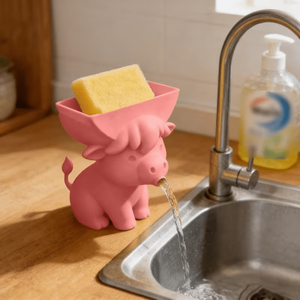 Porta Spugne da Cucina a Forma di Mucca Stampato in 3D – Organizzatore per Spugne Auto-Drenante da Lavello e Piano di Lavoro, Design a Mucca - Product Image 5