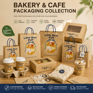 Sacs en papier kraft personnalisés avec logo pour boulangerie, café, emballage alimentaire à emporter, fournitures de services alimentaires - Product Image 2