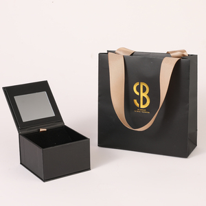 Custom Logo Jewelry Packaging <b>Box</b> Flip Lid Mirror Jewelry <b>Box</b> with Velvet Lining for Necklace Ring <b>Earring</b> Storage - Product Image 5