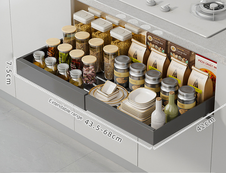 Gray*Large Telescopic Storage Tray (43.5-68cm)