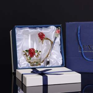 Nouvel ensemble de tasses Rose Cup pour la maison, tasses à eau en émail coloré, verre résistant aux hautes températures - Product Image 4