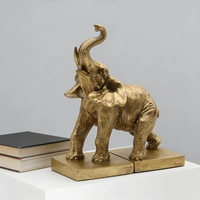 Support de livre éléphant en résine dorée, figurine Art Déco, design animalier, pour table, hall d'entrée, salon, bureau, artisanat fait main