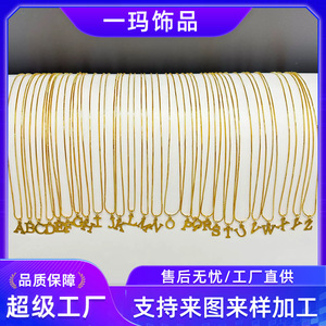 Collar con Letra A de Acero Inoxidable, Cadena Chapada en Oro de 18K, para Regalo o Uso Profesional - Product Image 5