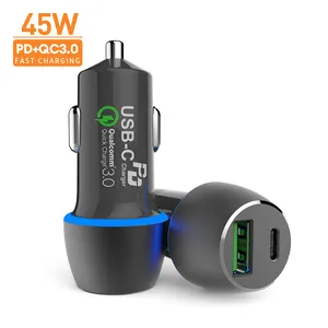 45W USB C Car Charger Adapter 30W 18W Super Fast Charging Type C LED Cigarette Lighter Smartphone for iPhone Samsung Laptop Pixe
