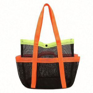 Customizable Colorful Custom Printed Printing Logo Blue Mesh Shopping Tote <b>Bag</b> Black Polyester <b>Large</b> Mesh Summer <b>Beach</b> <b>Bags</b> - Product Image 1