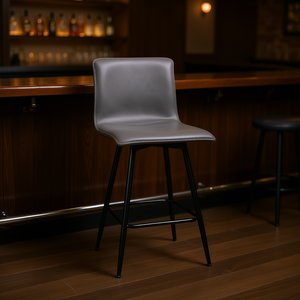 Modern Bar <b>Stool</b> Faux <b>Leather</b> Swivel Metal Base Commercial Furniture - Product Image 2