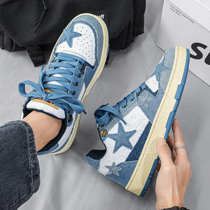 Chaussures de basket en jean pour homme Maillard, bout rond, à lacets, motif étoile patchwork, tendance mode, décontractées, pour la marche - Product Image 4